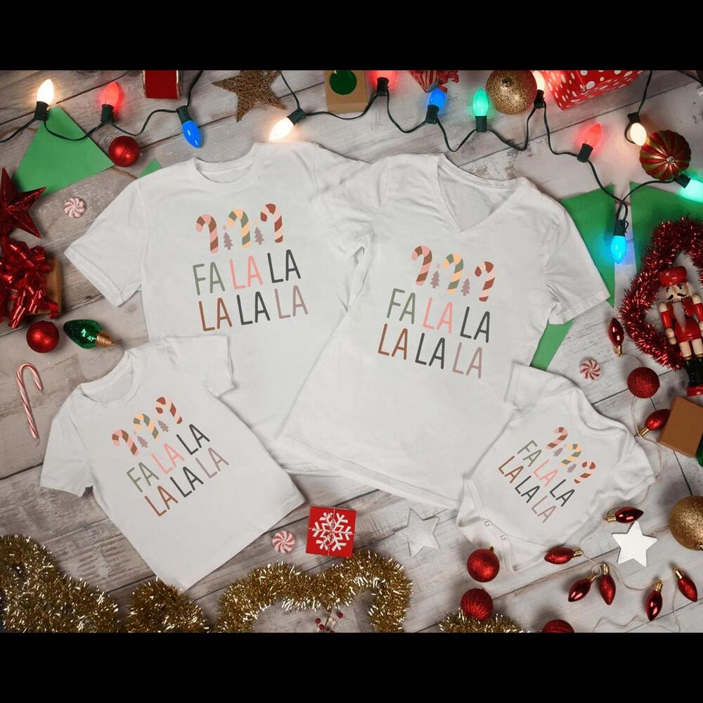Fa La La La La Christmas T-shirt, Cute Holiday Candy Cane Tee